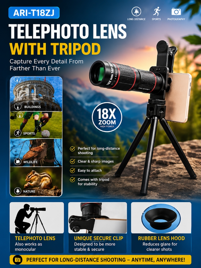 ARI T18ZJ 18X Telephoto Lens with Tripod in Kirkos, Addis Ababa