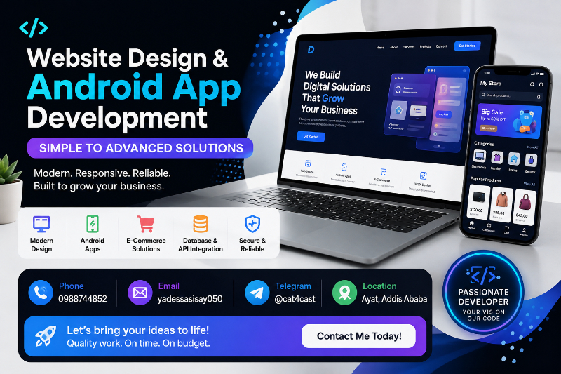 Website design and android app development in Lemikura, Addis Ababa